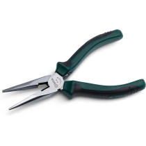 Sata 6 Long Needle Nose Side Cutting Pliers With Nickel Chrome Steel Body And Green Anti Slip Handles St70101Ast