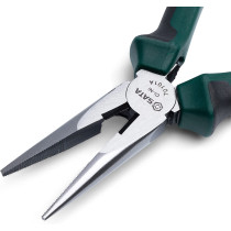 Sata 6 Long Needle Nose Side Cutting Pliers With Nickel Chrome Steel Body And Green Anti Slip Handles St70101Ast
