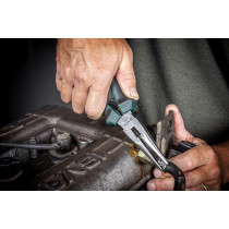 Sata 6 Long Needle Nose Side Cutting Pliers With Nickel Chrome Steel Body And Green Anti Slip Handles St70101Ast