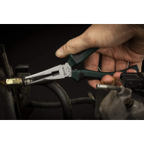 Sata 6 Long Needle Nose Side Cutting Pliers With Nickel Chrome Steel Body And Green Anti Slip Handles St70101Ast