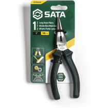 Sata 6 Long Needle Nose Side Cutting Pliers With Nickel Chrome Steel Body And Green Anti Slip Handles St70101Ast