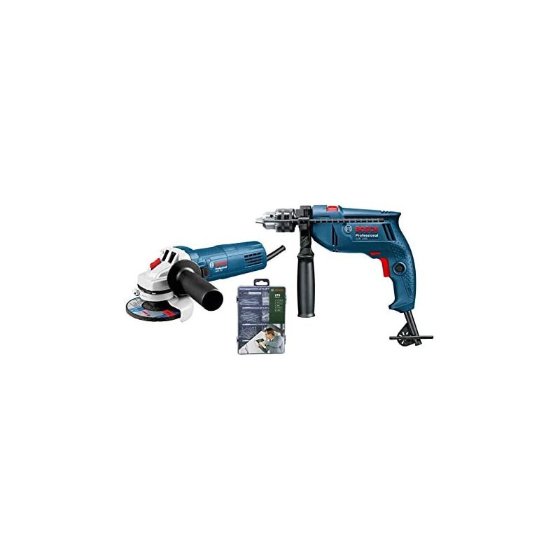 Bosch Gsb1300 550 W Impact Drill Blue + Angle Grinder 750W + Disc