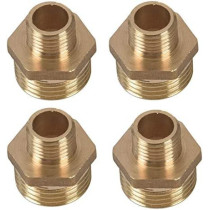 4Pcs 1 2 Inch Bsp To 1 4 Inch Bsp Male Thread Brass Pipe Hex Nipple Fitting Gold