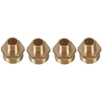 4Pcs 1 2 Inch Bsp To 1 4 Inch Bsp Male Thread Brass Pipe Hex Nipple Fitting Gold