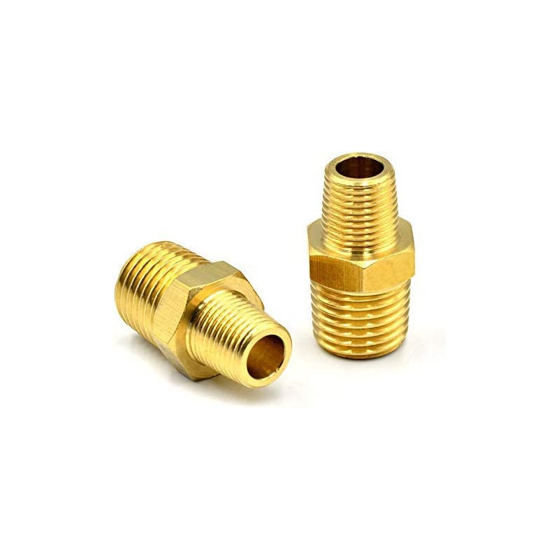 Dealmux Pipe Fitting And Air Hose Fitings Hex Nipple Coupling Set1 2 Inch Npt X 3 8 Inch Nptsolid Brass Male Pipe 5 Pcs