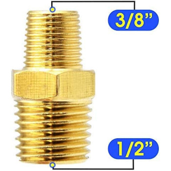 Dealmux Pipe Fitting And Air Hose Fitings Hex Nipple Coupling Set1 2 Inch Npt X 3 8 Inch Nptsolid Brass Male Pipe 5 Pcs