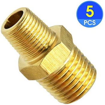 Dealmux Pipe Fitting And Air Hose Fitings Hex Nipple Coupling Set1 2 Inch Npt X 3 8 Inch Nptsolid Brass Male Pipe 5 Pcs