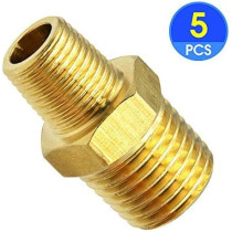 Dealmux Pipe Fitting And Air Hose Fitings Hex Nipple Coupling Set1 2 Inch Npt X 3 8 Inch Nptsolid Brass Male Pipe 5 Pcs