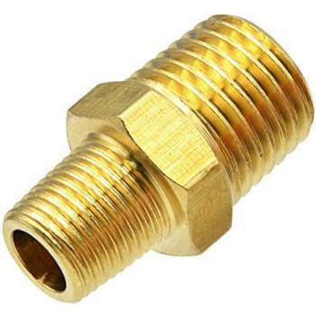 Dealmux Pipe Fitting And Air Hose Fitings Hex Nipple Coupling Set1 2 Inch Npt X 3 8 Inch Nptsolid Brass Male Pipe 5 Pcs