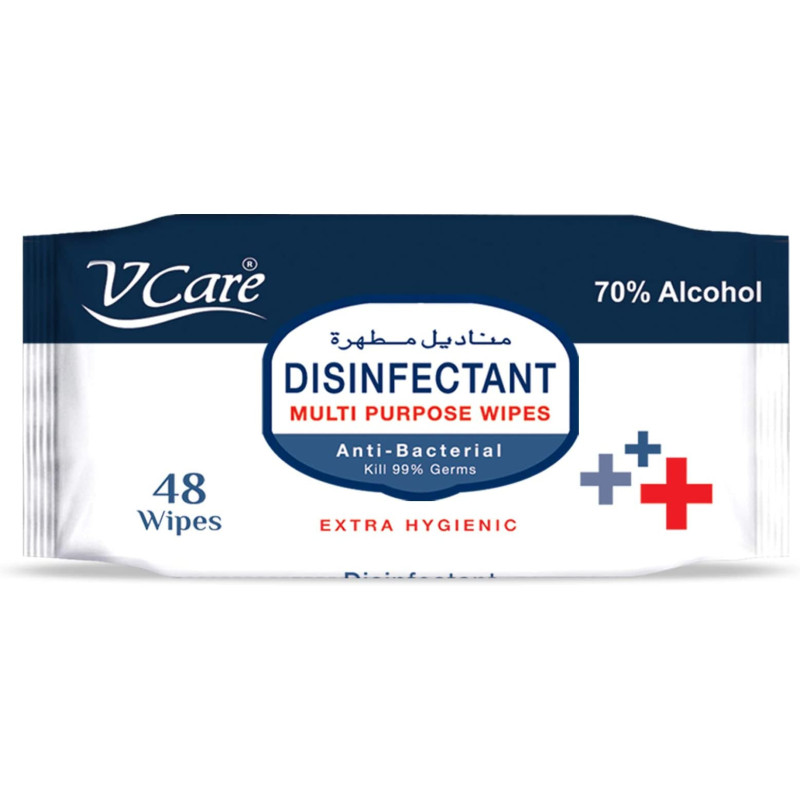VCare 70Per Alcohol Disinfectant Multipurpose Wipes 48's