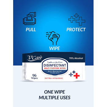 VCare 70Per Alcohol Disinfectant Multipurpose Wipes 48's