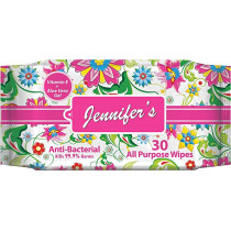 Jennifer's AntiBacterial Wipes 30's Floral