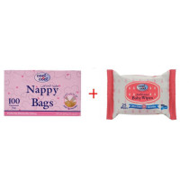 Cool & Cool Nappy Bags 100's Baby Wipes 25's Pack