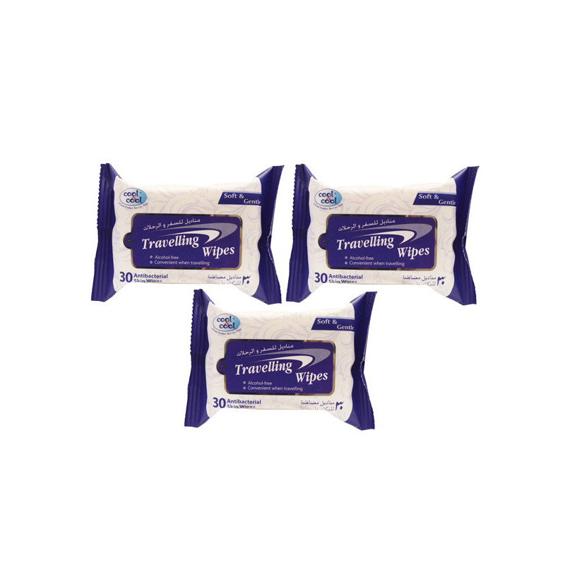 Cool & Cool Travelling Wipes 30's 21 Free
