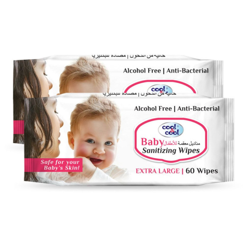 Cool & Cool Baby Sanitizing Wipes 60's Pack of 2