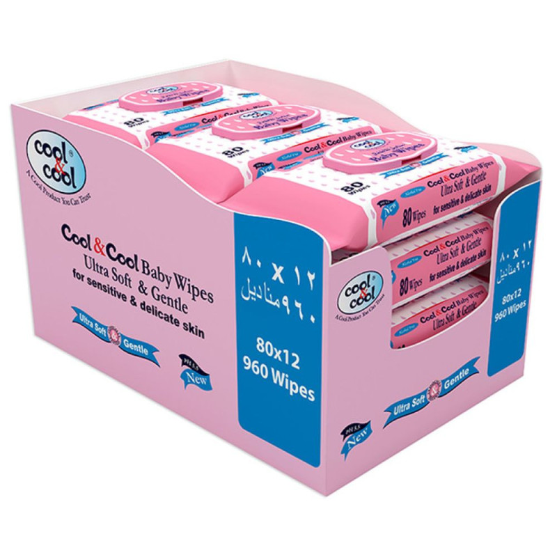 Cool & Cool Premium Baby Wipes 80'sx12 960 Wipes
