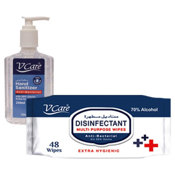 VCare Disinfectant Wipes 48pcs Hand Sanitizer 250ml