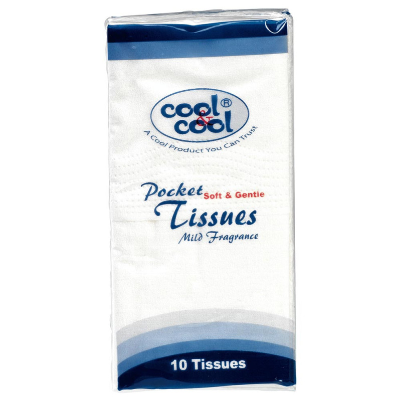 Cool & Cool Dry Pocket Tissues 10x10s 1x10 Plastic wrap