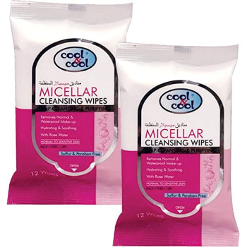 Cool & Cool Micellar Cleansing Wipes 12s Pack of 2