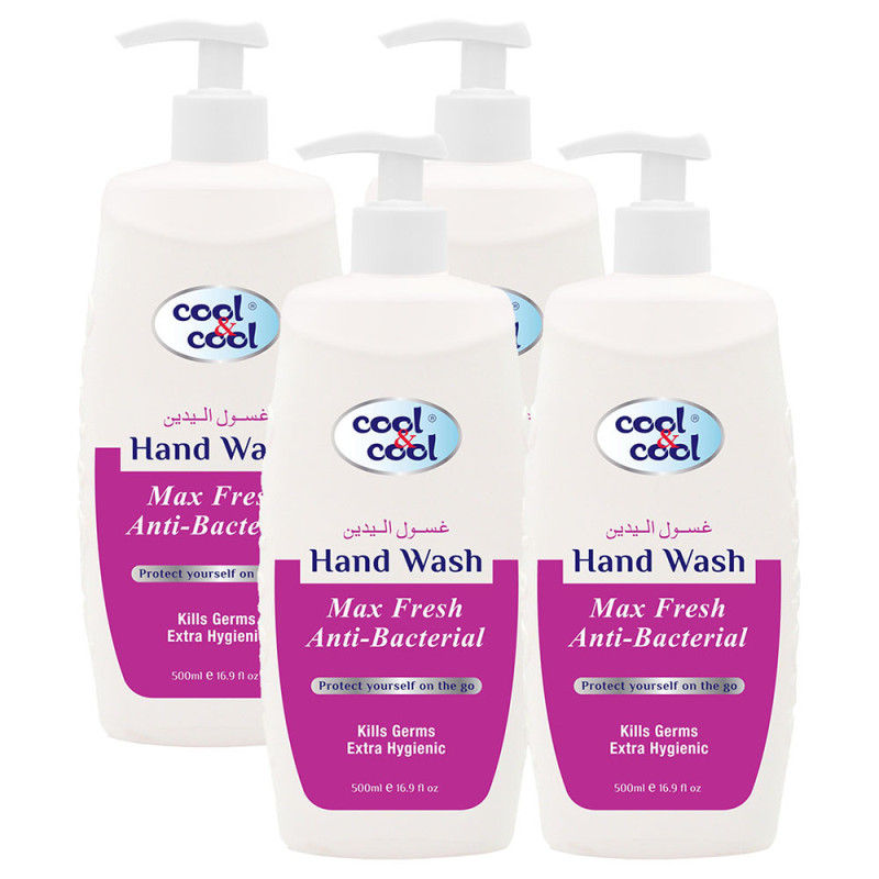 Cool & Cool AntiBacterial Hand Wash Max Fresh 500ml x4