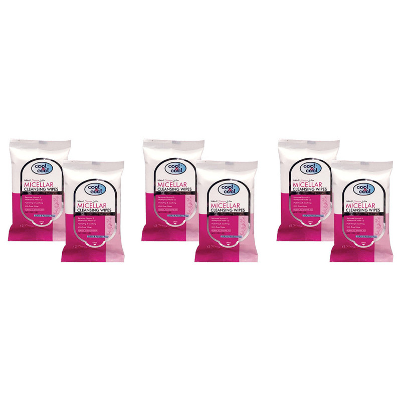 Cool & Cool Micellar Cleansing Wipes 12s Pack of 6