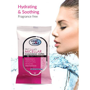 Cool & Cool Micellar Cleansing Wipes 12s Pack of 4