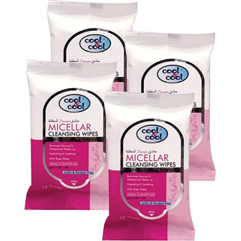 Cool & Cool Micellar Cleansing Wipes 12s Pack of 4