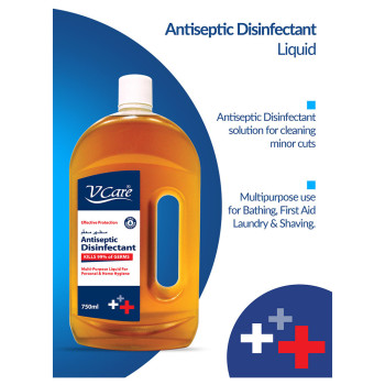 VCare Antiseptic Disinfectant Liquid 750ml Pack of 4