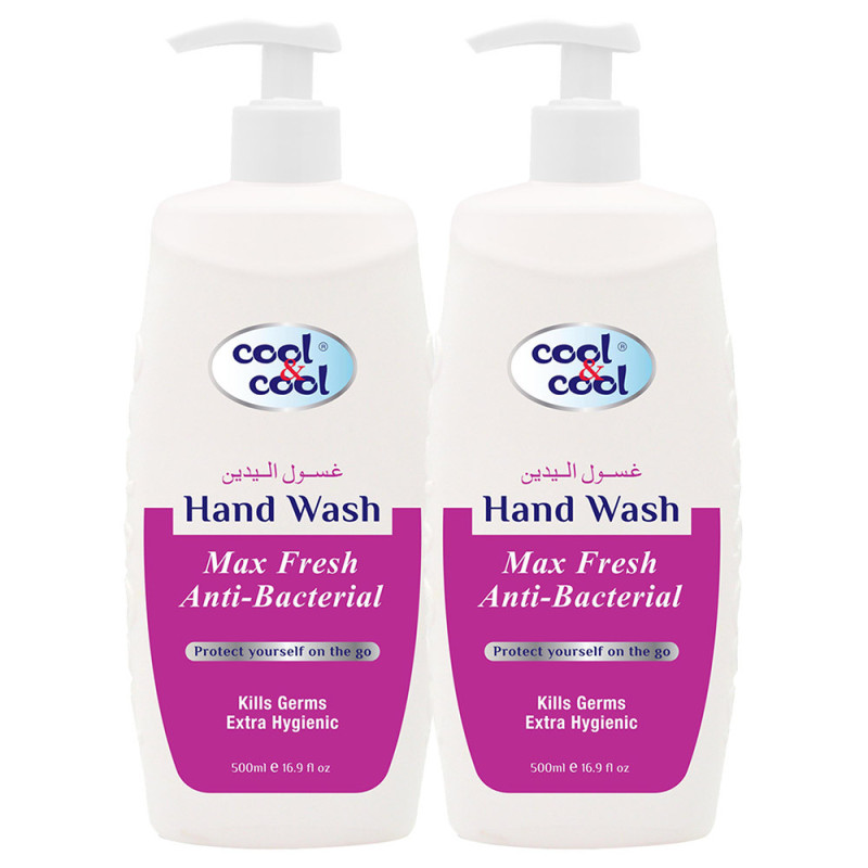 Cool & Cool AntiBacterial Hand Wash Max Fresh 500ml x2