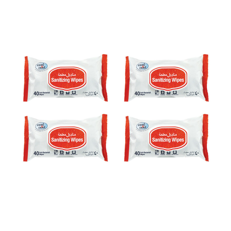 Cool & Cool Sanitizing Wipes 40s Pack of 4