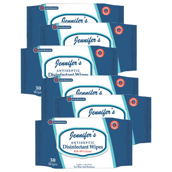 Jennifers Antiseptic Disinfectant Wipes 30s Pack of 6