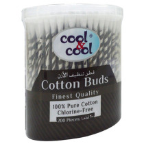 Cool & Cool 200 Cotton Buds Paper Sticks Pack of 3 Black