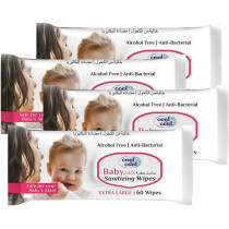 Cool & Cool Baby Sanitizing Wipes 60s Pack of 4