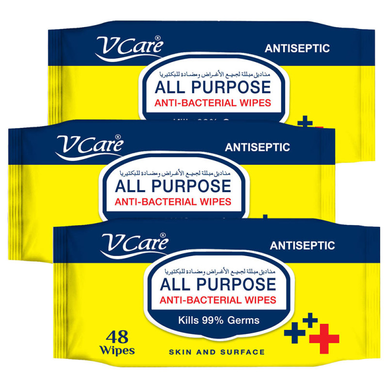 Vcare All Purpose AntiBacterial Wipes 48 Buy 2 Get 1 Free