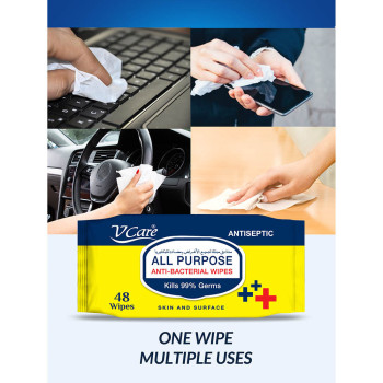 Vcare All Purpose AntiBacterial Wipes 48 Buy 2 Get 1 Free