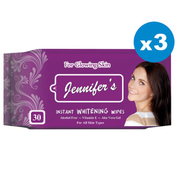 Jennifers Instant Whitening Wipes 30s x3 Pack of 3