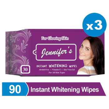 Jennifers Instant Whitening Wipes 30s x3 Pack of 3