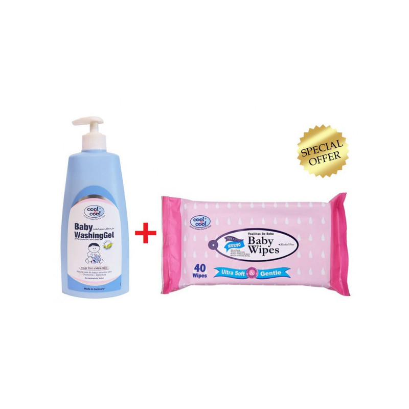 Cool&Cool Baby Washing Gel 500ml Baby Wipes Regular 40s