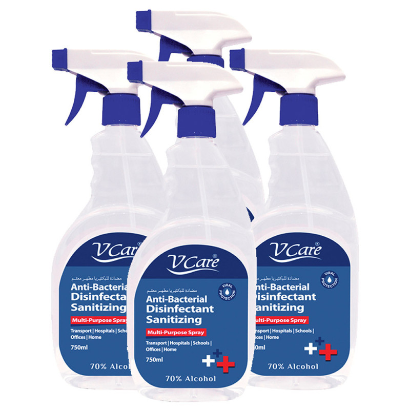 VCare Antibacterial Multipurpose Spray 750ml Pack of 4