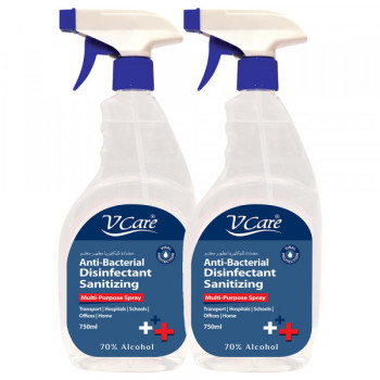 VCare Antibacterial Multipurpose Spray 750ml Pack of 2