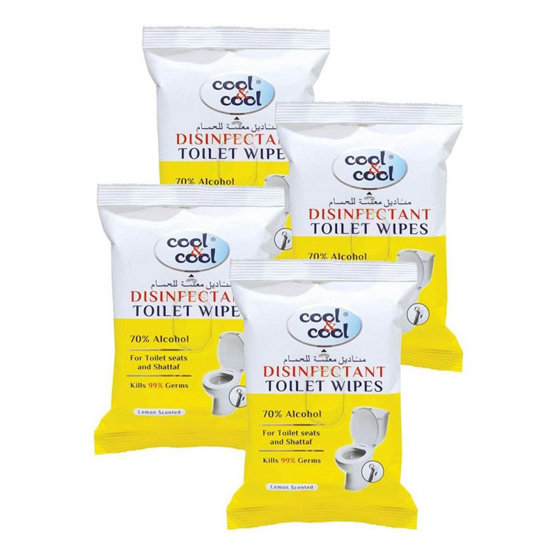 Cool & Cool Disinfectant Toilet Wipes 20s Pack of 4