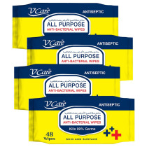 VCare All Purpose Anti Bacterial Wipes 48pcs Pack of 4