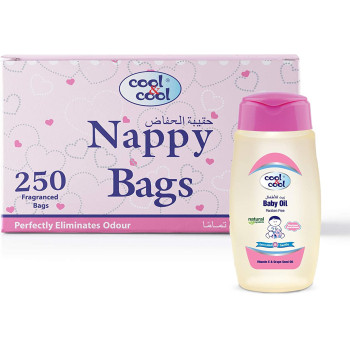 Cool & Cool Nappy Bags 250s Baby Oil 100ml Free