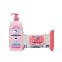 Cool&Cool Baby Milk Lotion 500ml Baby Wipes Regular 40s