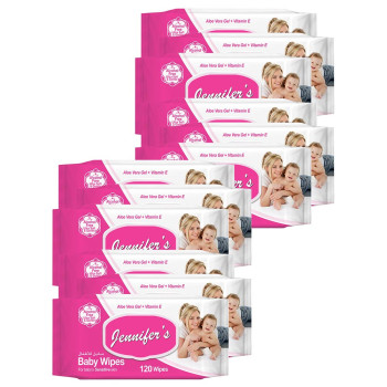 Jennifers Baby Wipes 120s Pack of 12 1440 Sheets