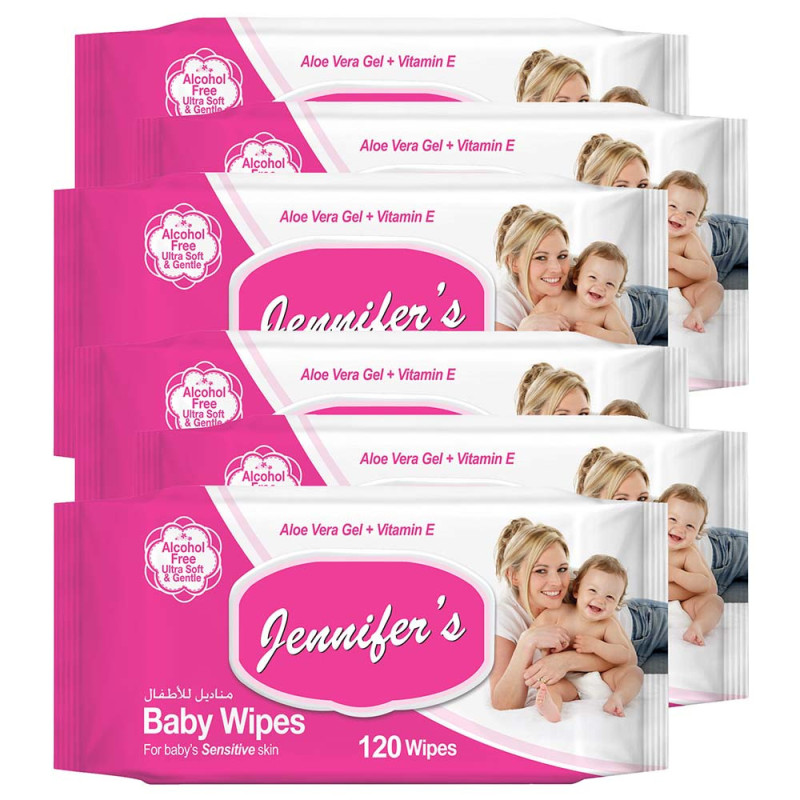Jennifers Baby Wipes 120s Pack of 6 720 Sheets
