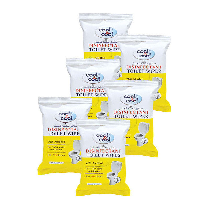 Cool & Cool Disinfectant Toilet Wipes 20s Pack of 6