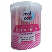 Cool & Cool 200 Cotton Buds Paper Sticks Pack of 6 Pink