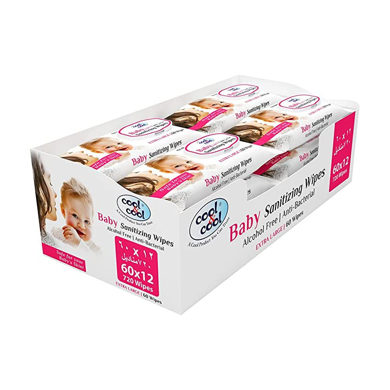 Cool & Cool Baby Sanitizing Wipes 60s Pack of 12