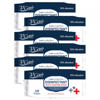 VCare Antibacterial Multipurpose Wipes 48s Pack of 6